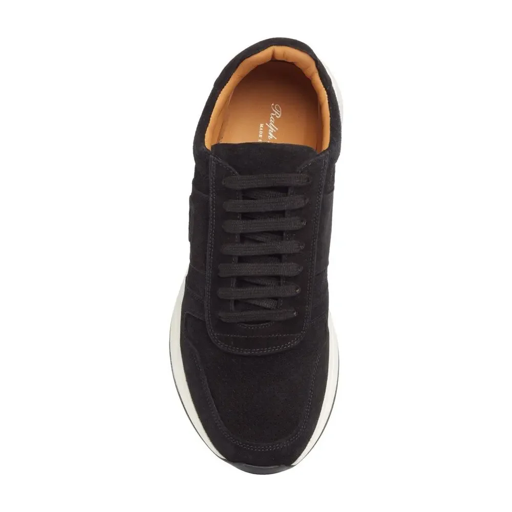 NIB Ralph Lauren Purple Label ‘Ethan’ Black Suede Logo Sneakers Size 8 $895.00